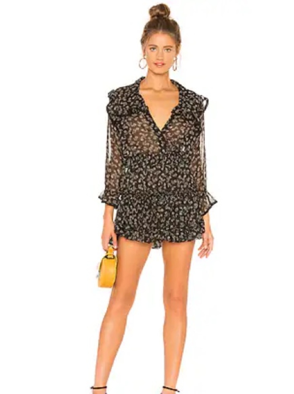 Misa Los Angeles Vittoria Mini Dress in Black Flora XS EUC
